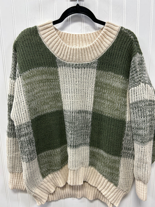 Sweater By So In Cream & Green, Size:1X