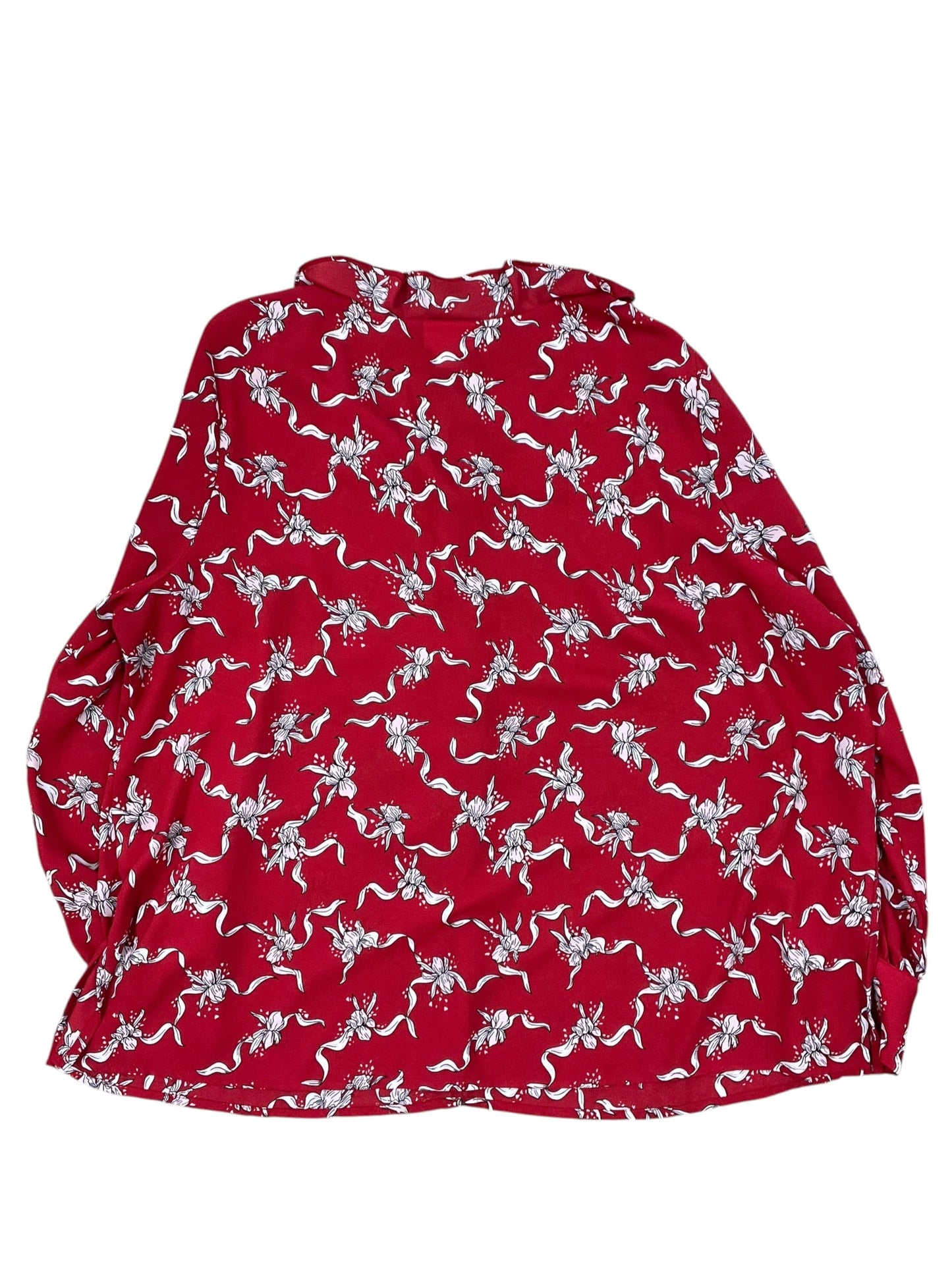 Top Ls By Liz Claiborne In Red & White, Size:1X
