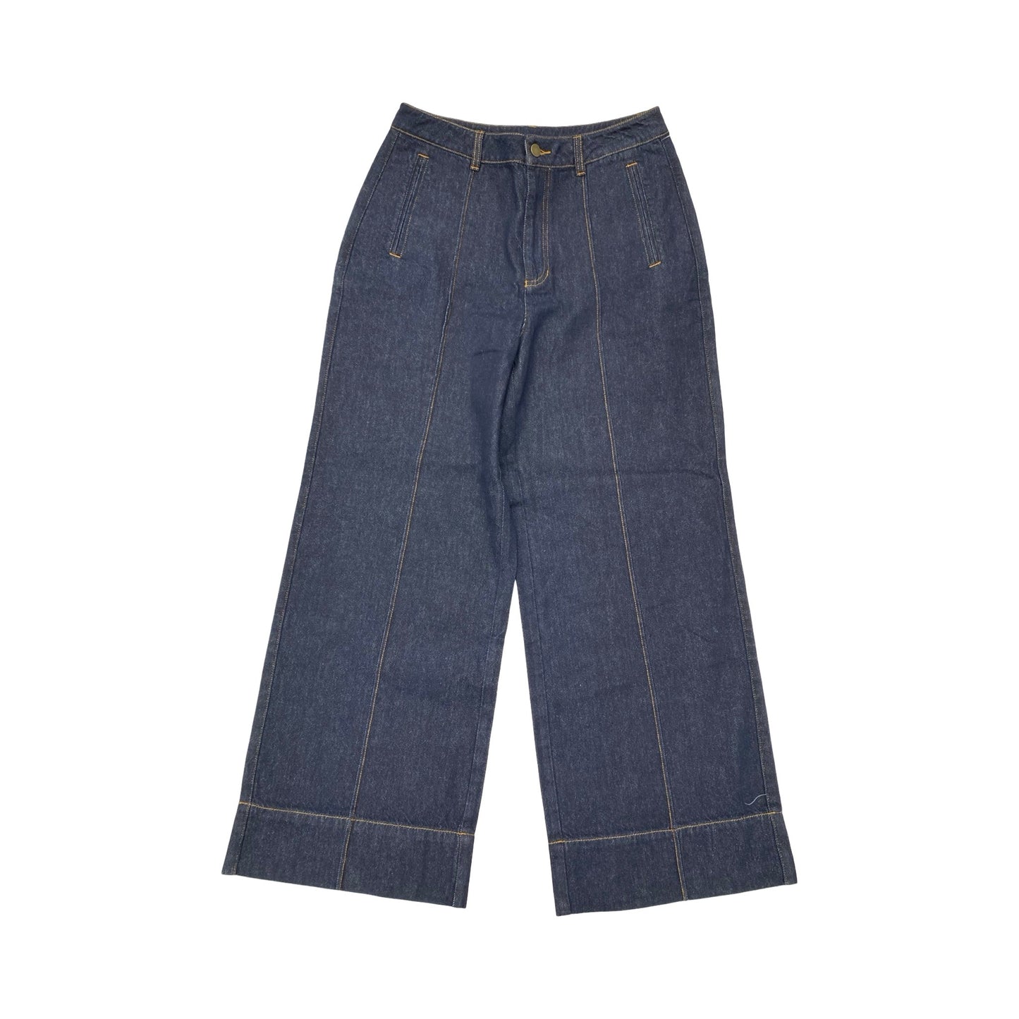 Jeans Wide Leg By Commense In Blue Denim, Size:L