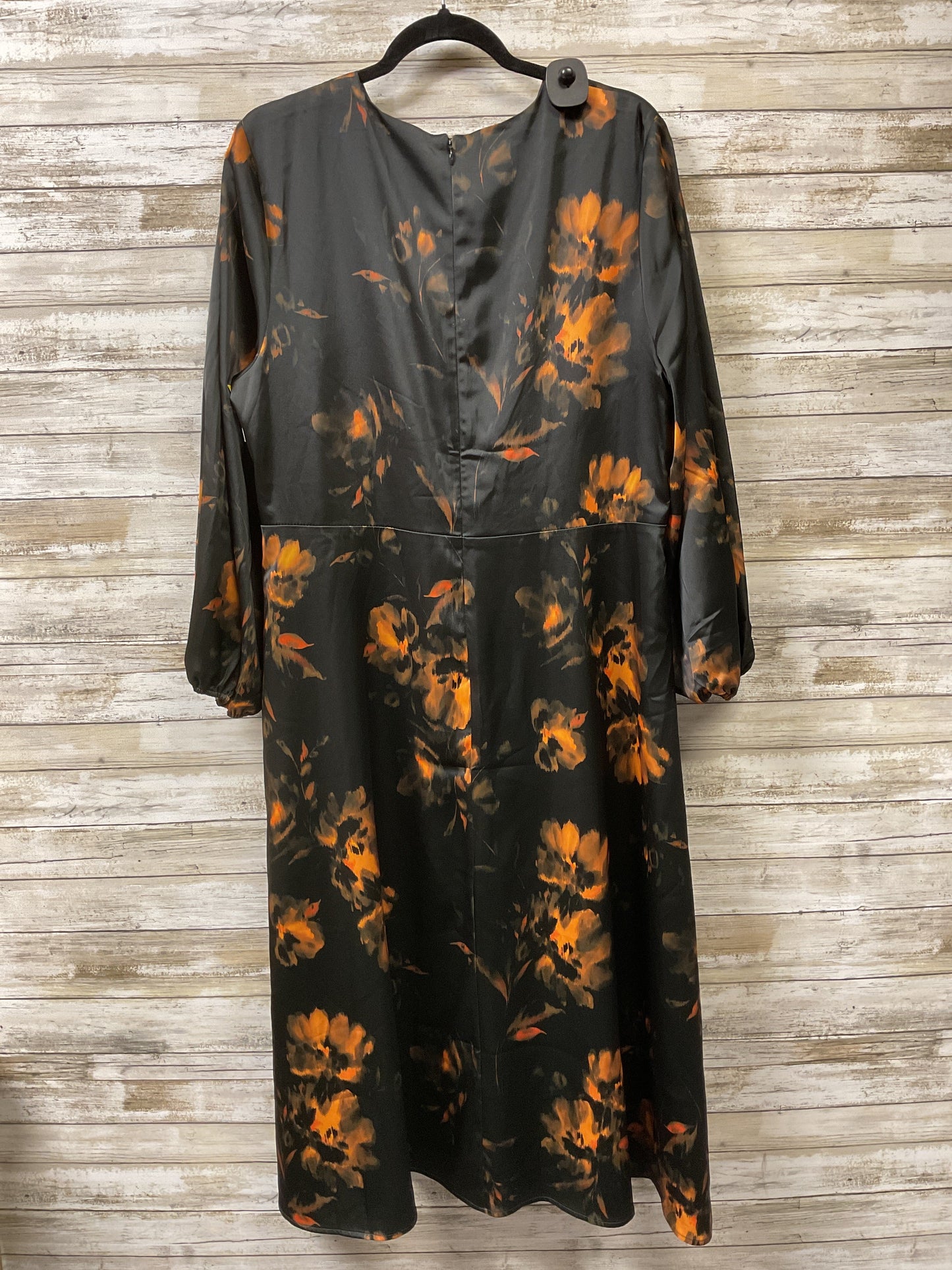 Dress Casual Midi By Banana Republic In Black & Orange, Size:Xl