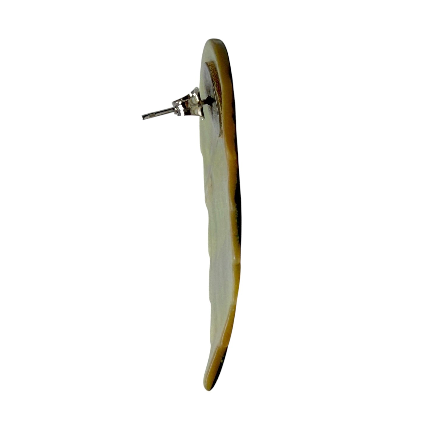 Carved Mother Of Pearl Leaf Post Earrings