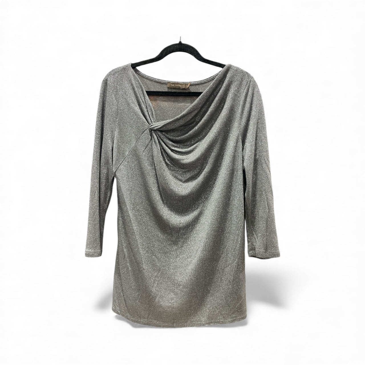 Top 3/4 Sleeve By Limited In Grey & Silver, Size:Xl