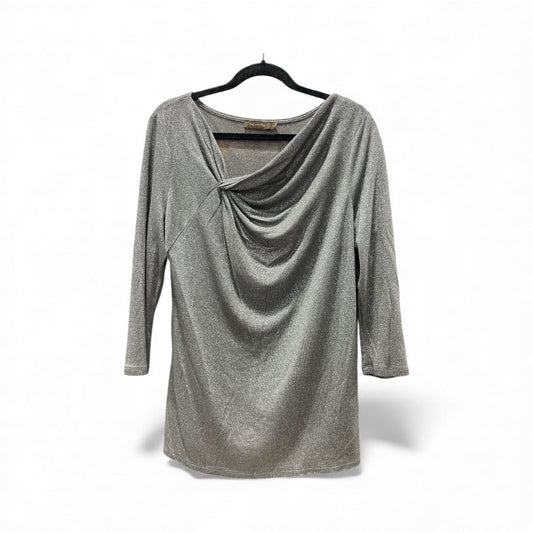 Top 3/4 Sleeve By Limited In Grey & Silver, Size:Xl