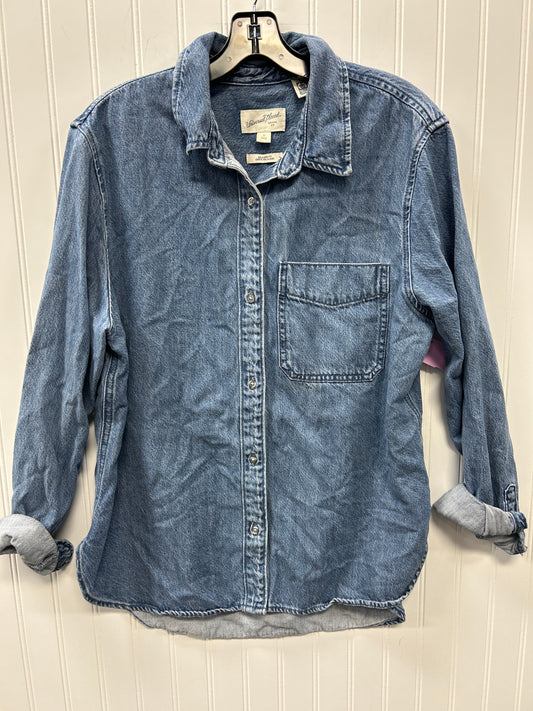 Blouse Ls By Universal Thread In Blue Denim, Size:M