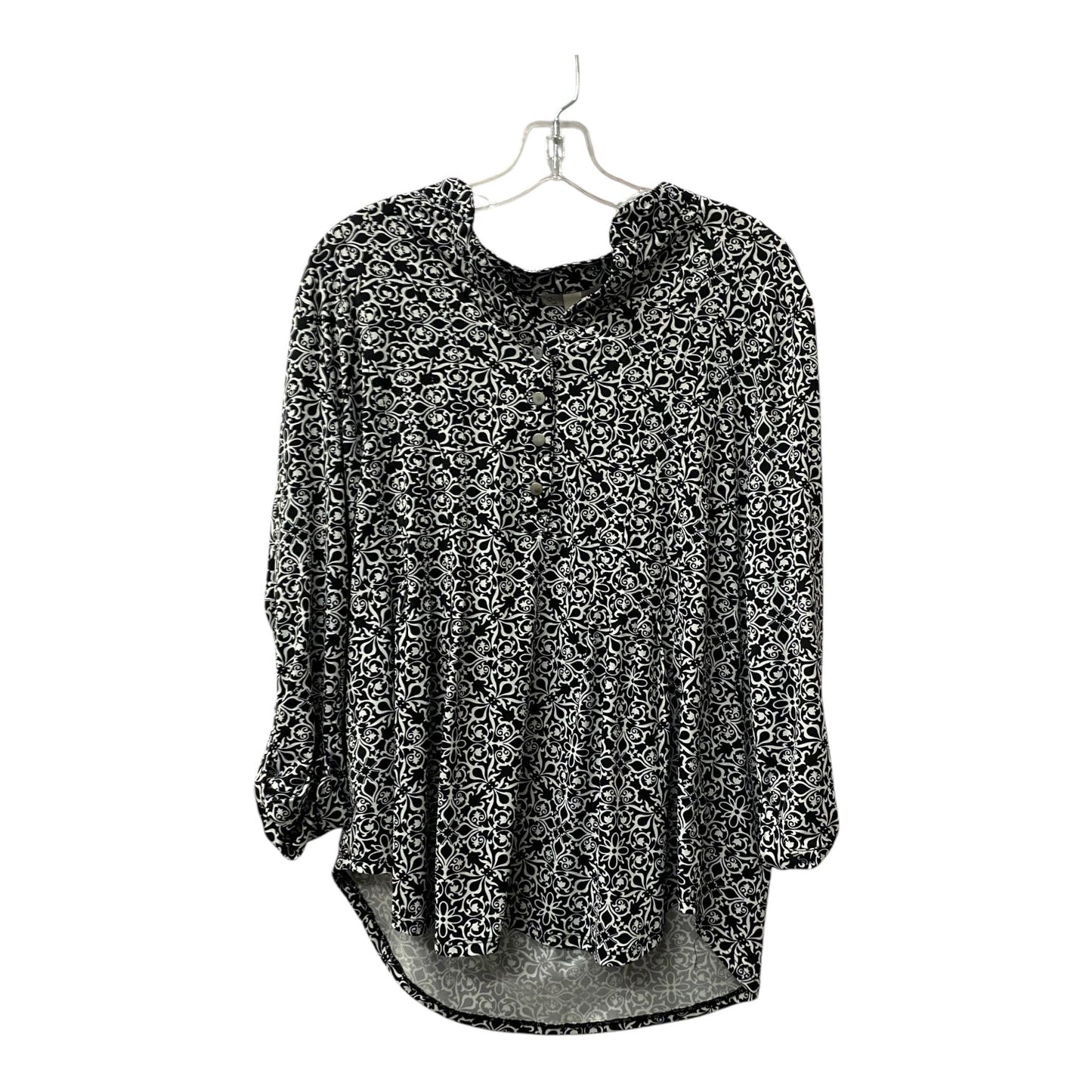 Top 3/4 Sleeve By Dressbarn In Black & White, Size:Xl