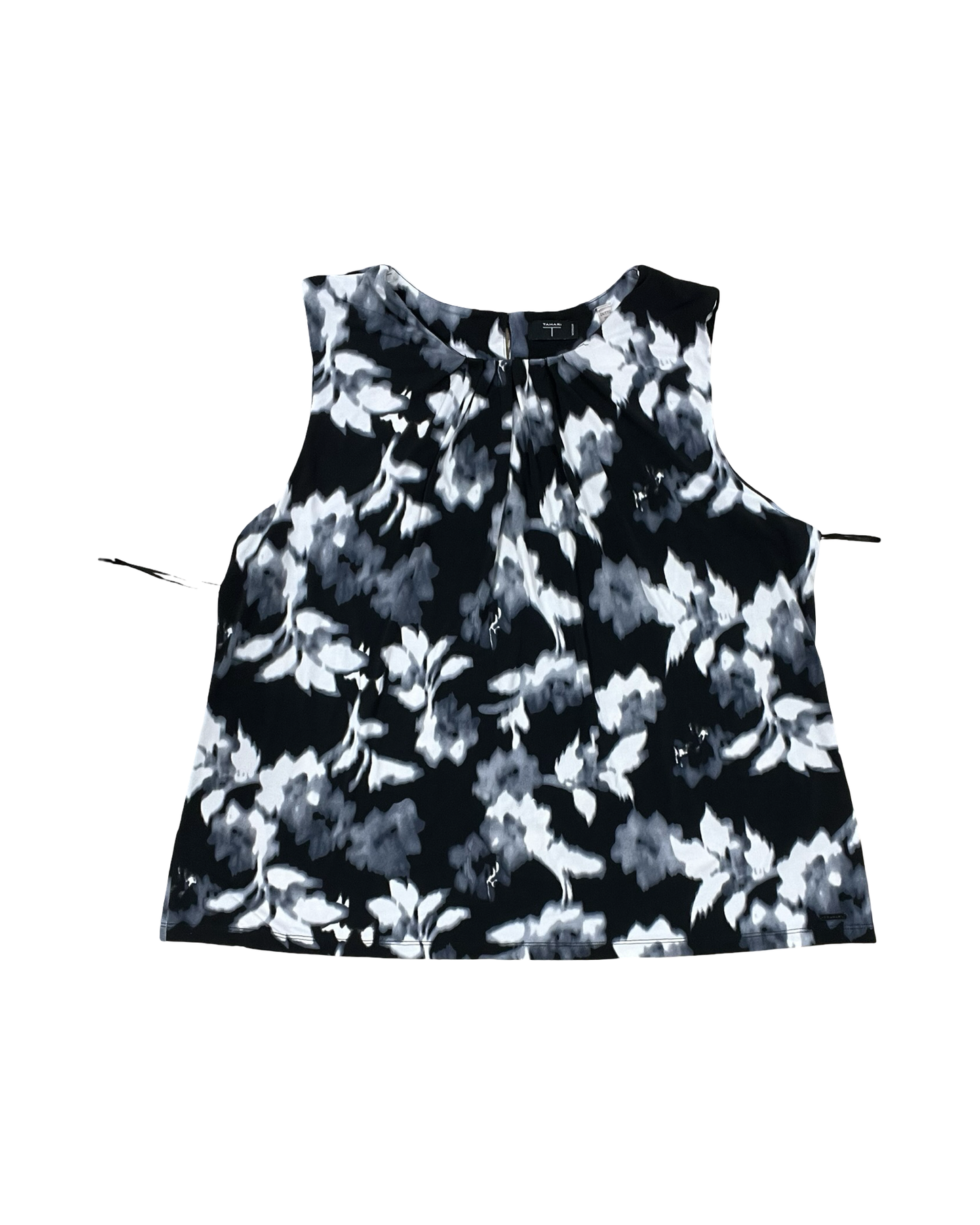 Top Sleeveless By Tahari In Black & White, Size:2X