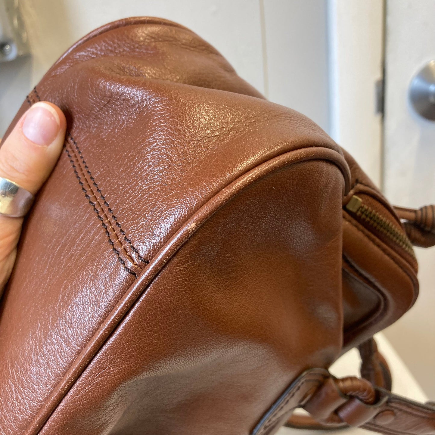 Handbag Leather By Cole-Haan In Brown, Size:Medium