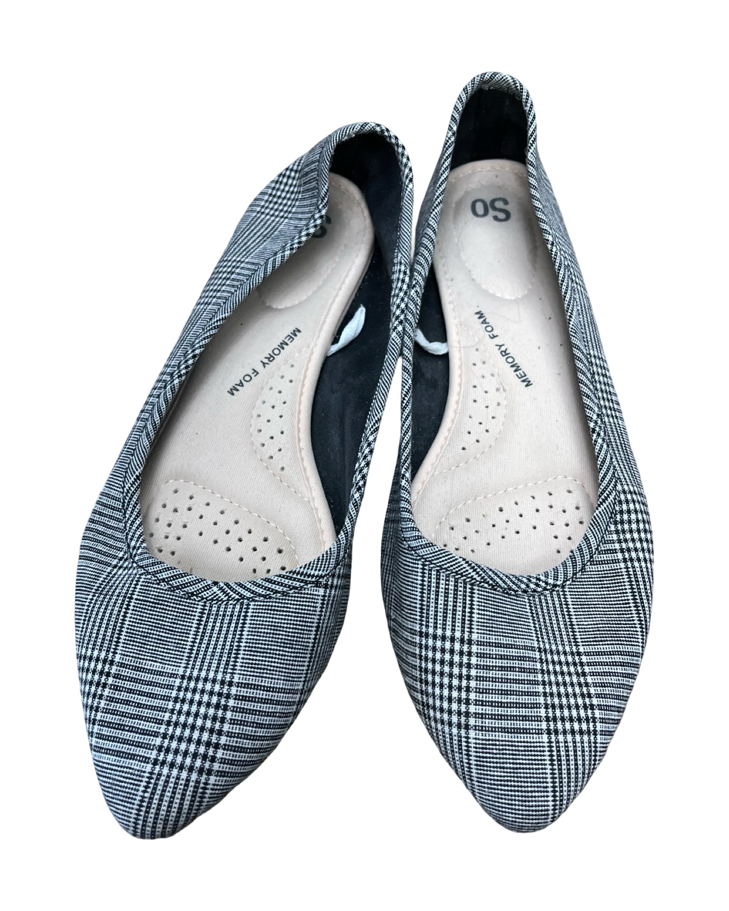Shoes Flats By So In Black & Cream, Size:9