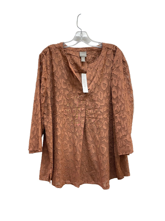 Blouse 3/4 Sleeve By Chicos In Brown, Size:Xl