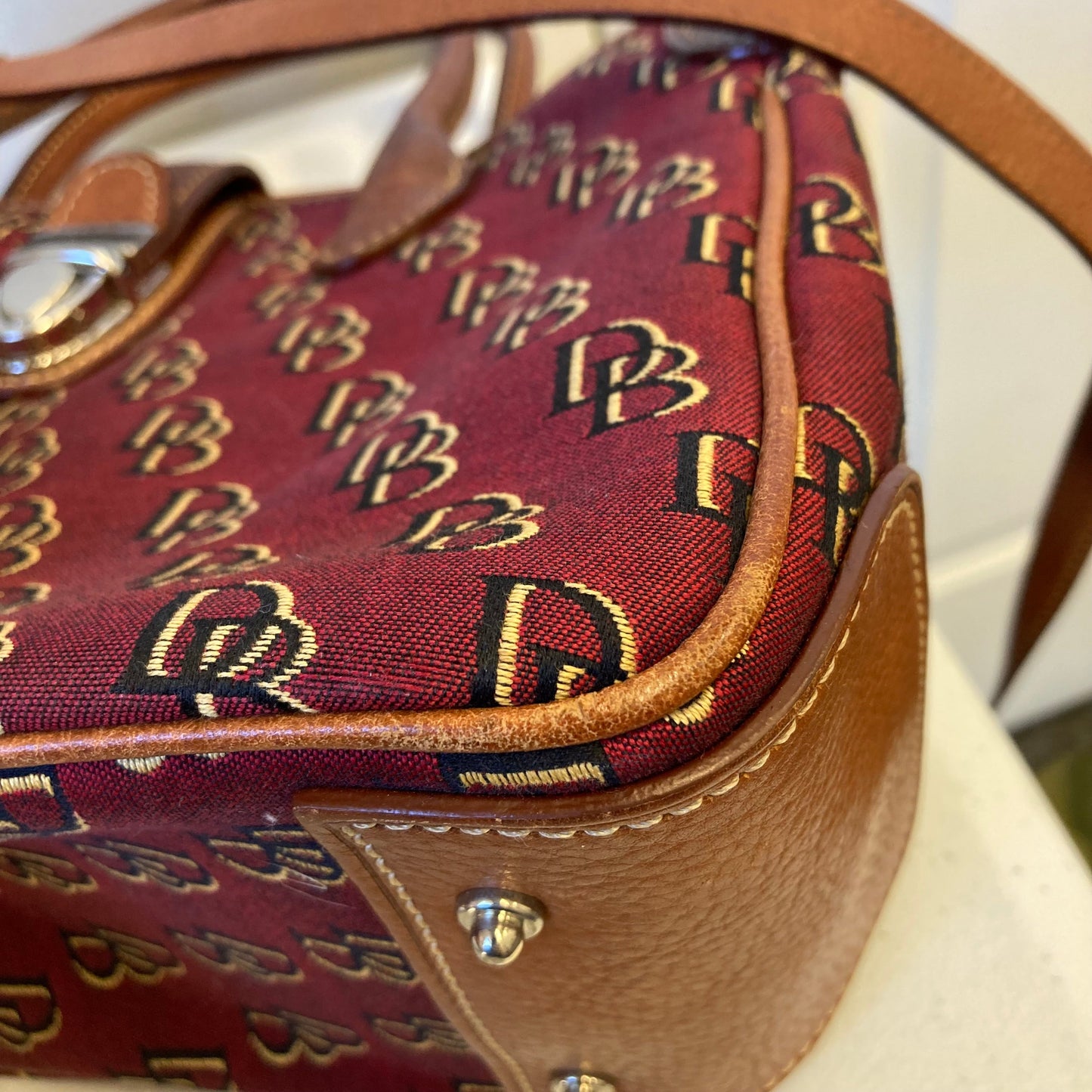 Handbag Designer By Dooney And Bourke In Maroon, Size:Medium