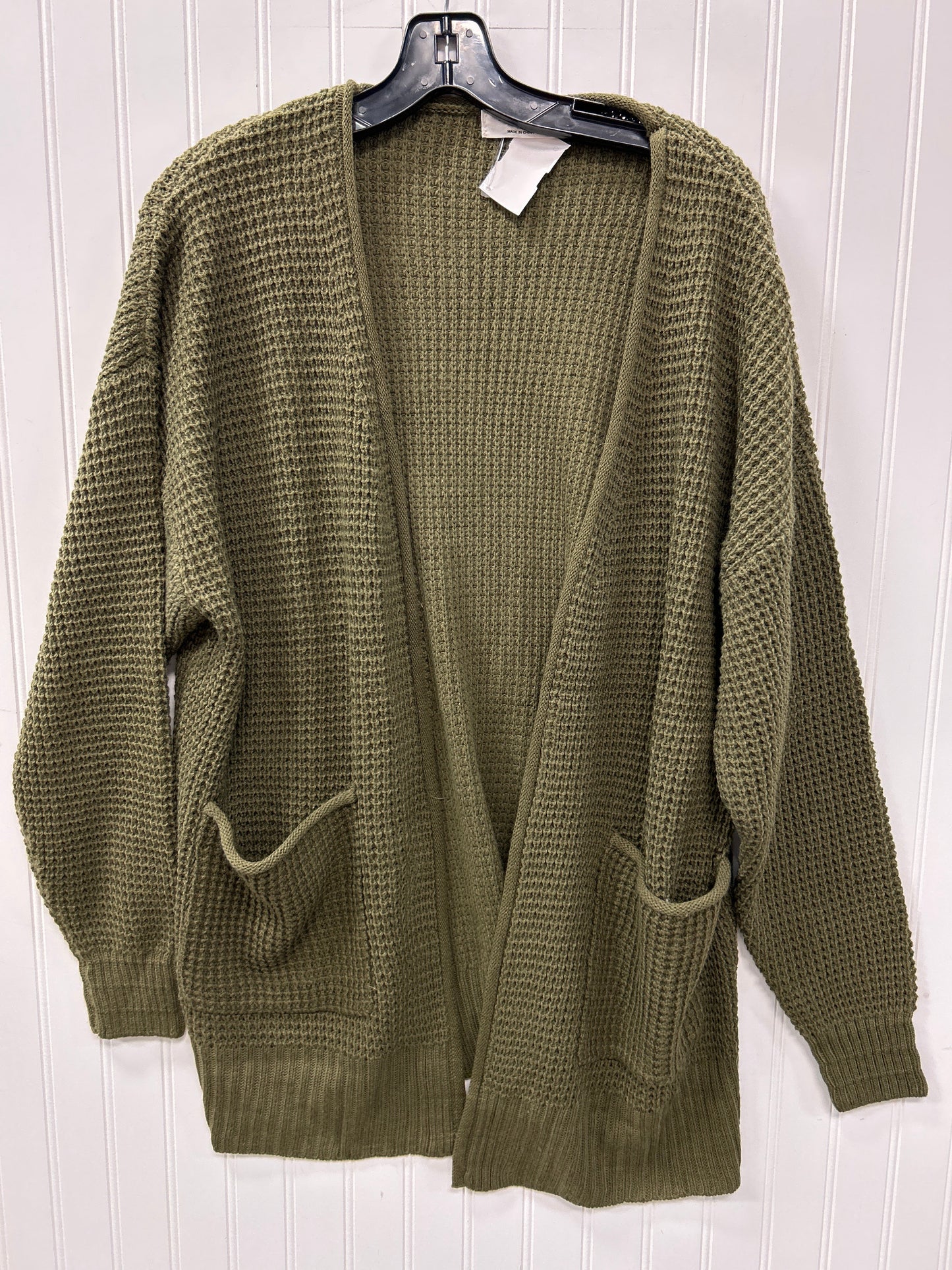 Sweater Cardigan By Zenana In Green, Size:1X