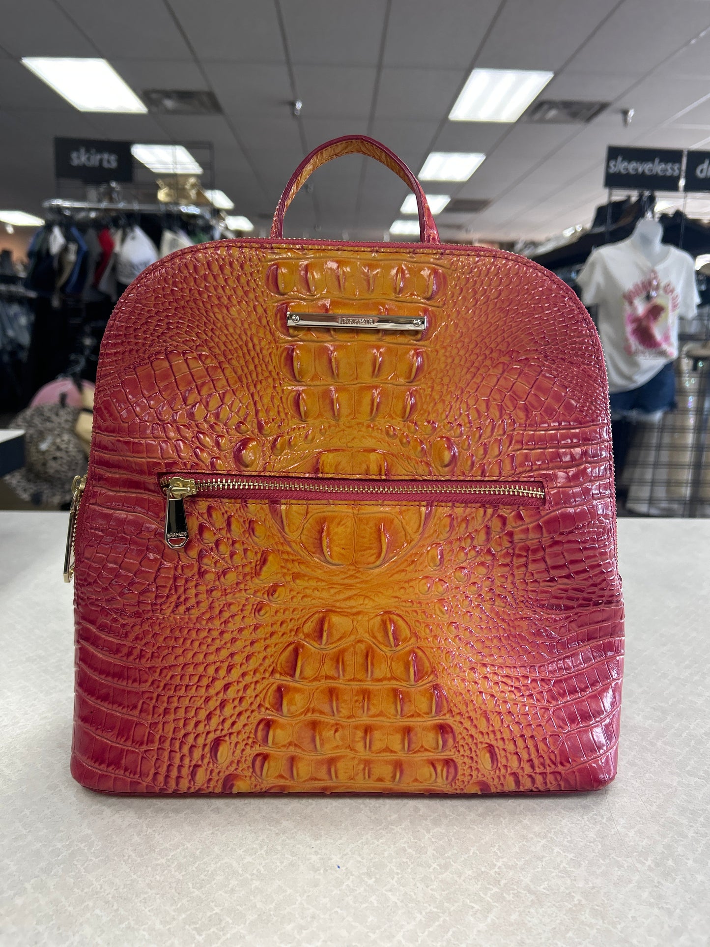 Backpack Designer By Brahmin In Orange & Pink, Size:Medium