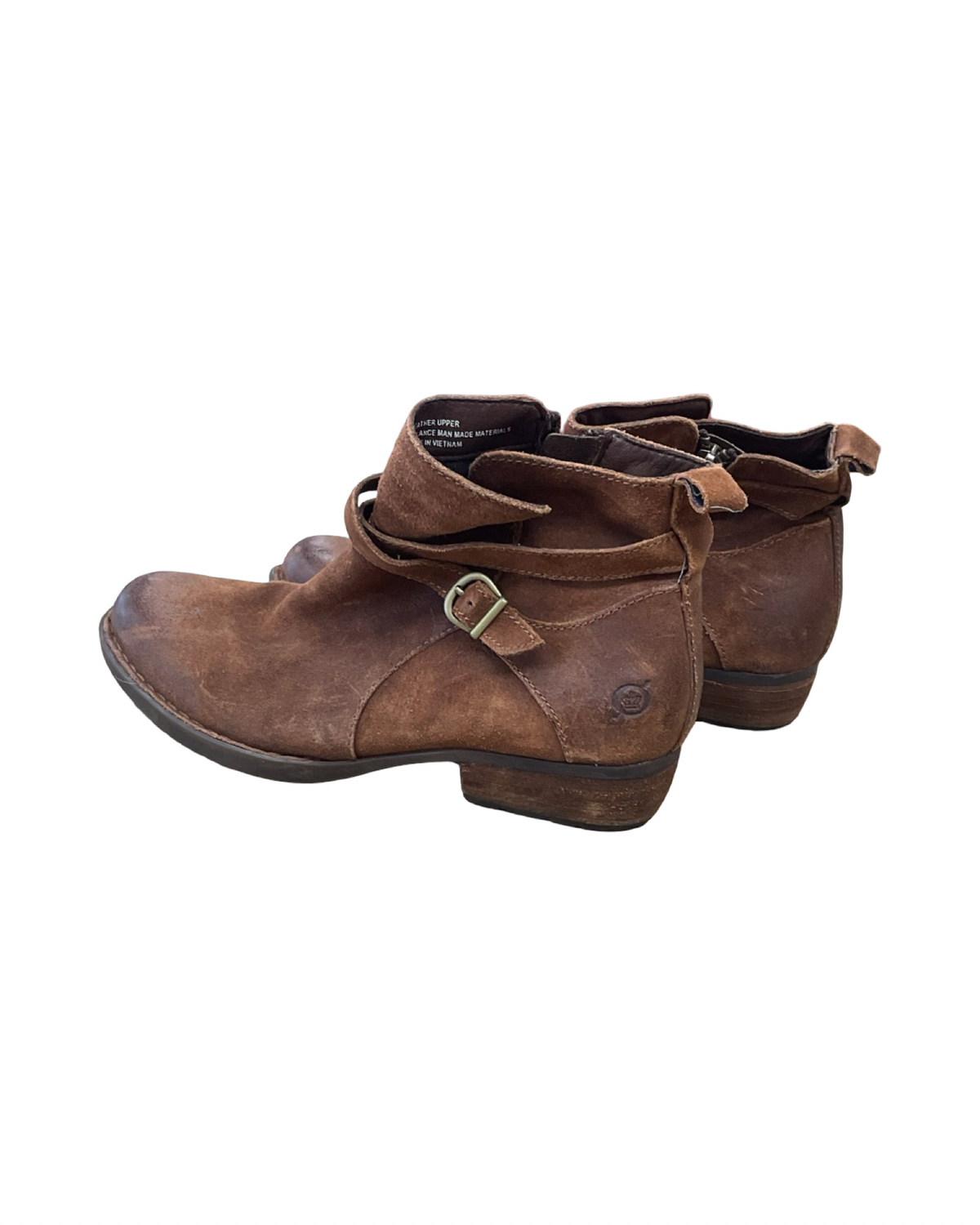 Boots Ankle Heels By Born In Brown, Size:7