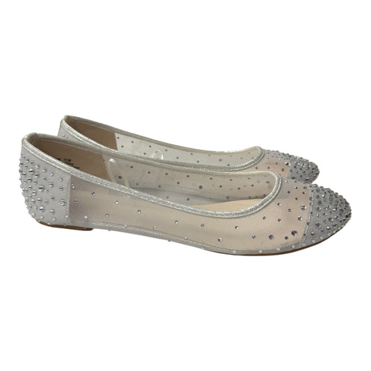 Shoes Flats  In Silver, Size:11