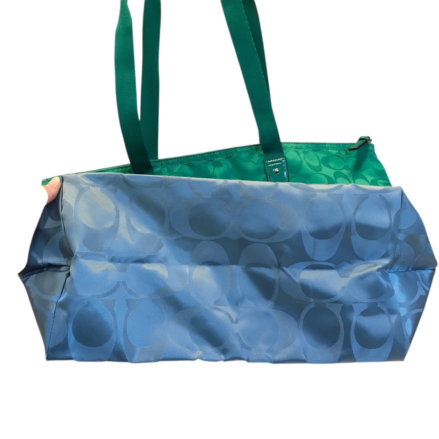 Tote Designer By Coach In Blue & Green, Size:Medium
