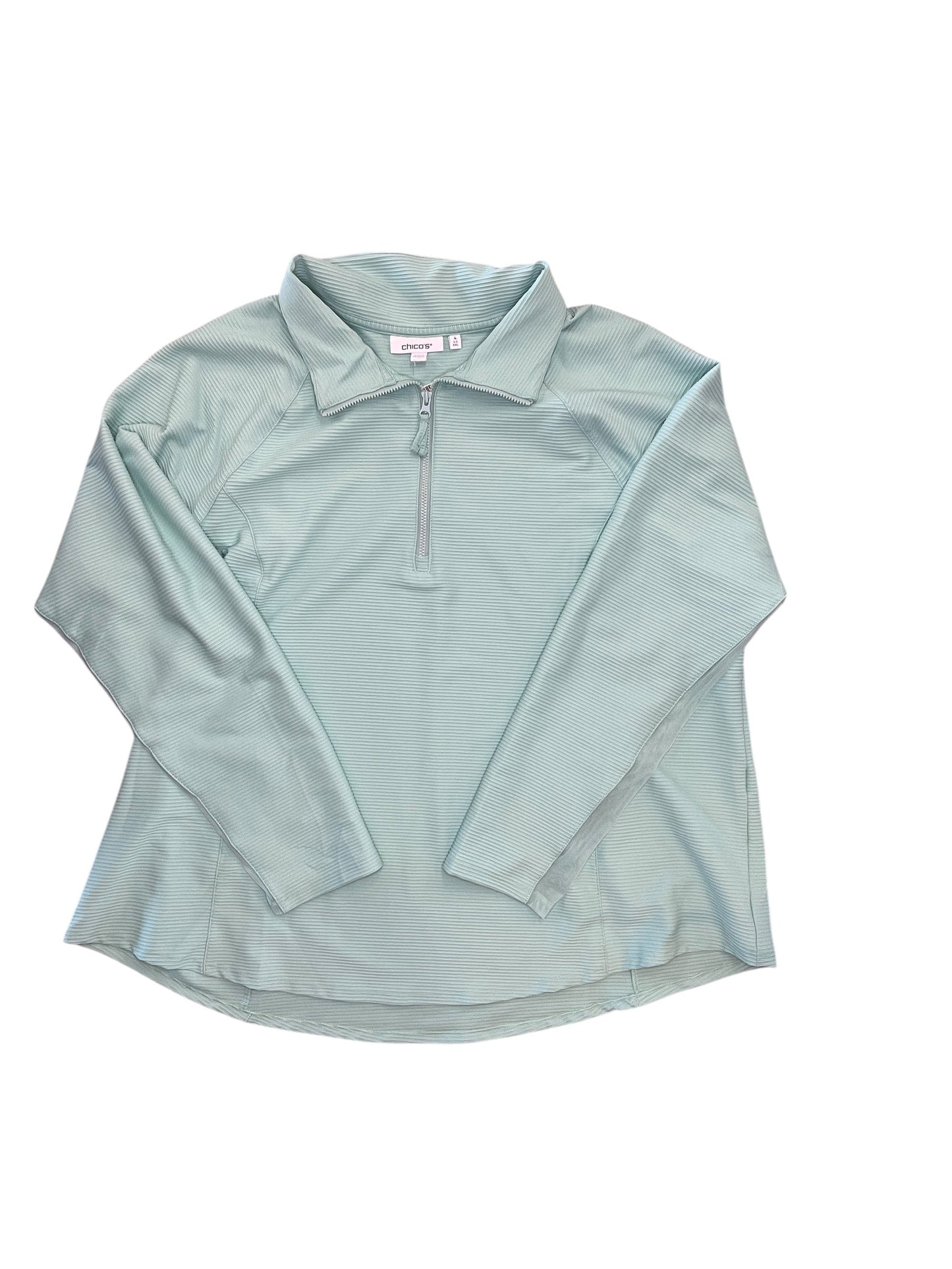Athletic Top Ls Collar By Chicos In Green, Size:Xxl