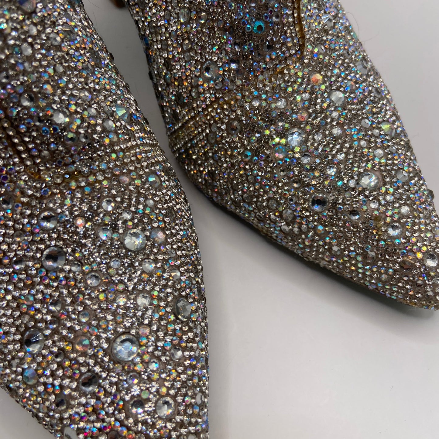 Boots Ankle Heels By Betsey Johnson In Silver, Size: 9.5