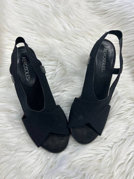 Sandals Heels Kitten By Aerosoles In Black, Size:7