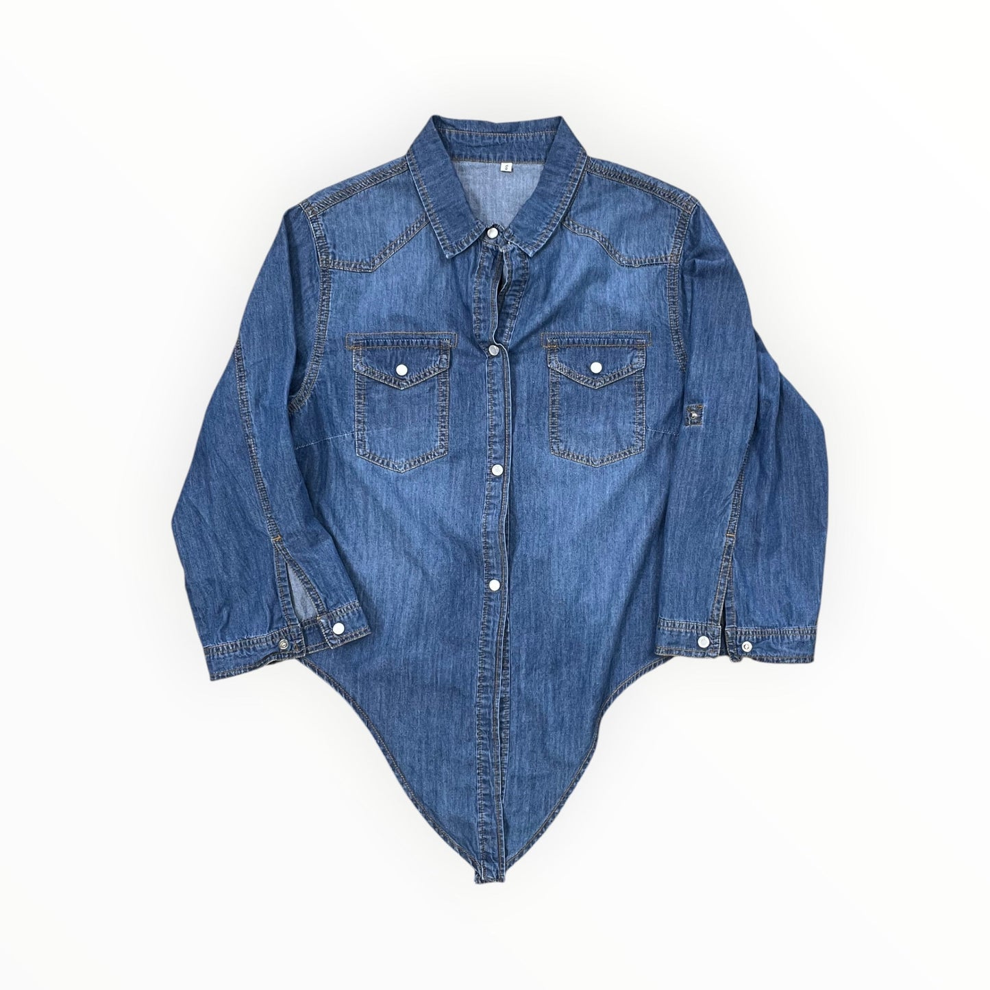 Blouse Ls By Clothes Mentor In Blue Denim, Size:S