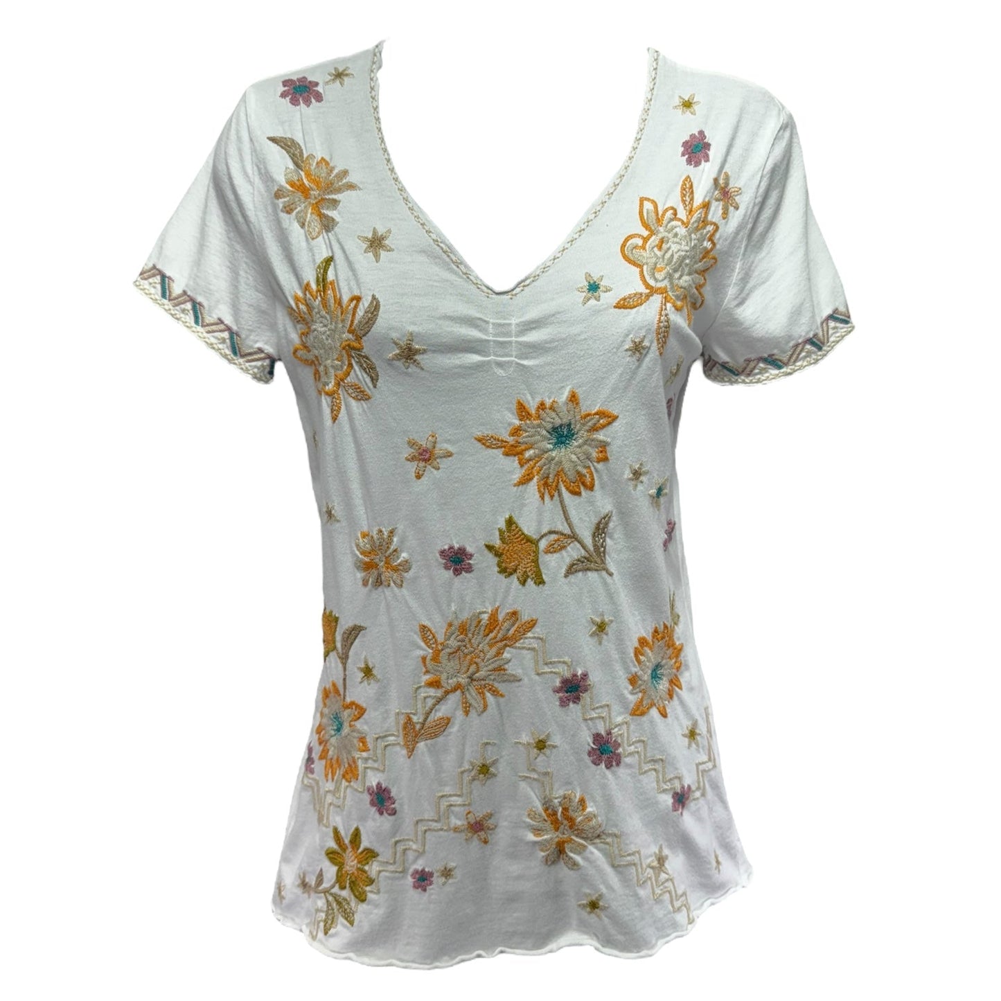 Elia Floral Tee Designer By Johnny Was In Floral Print, Size: XXS