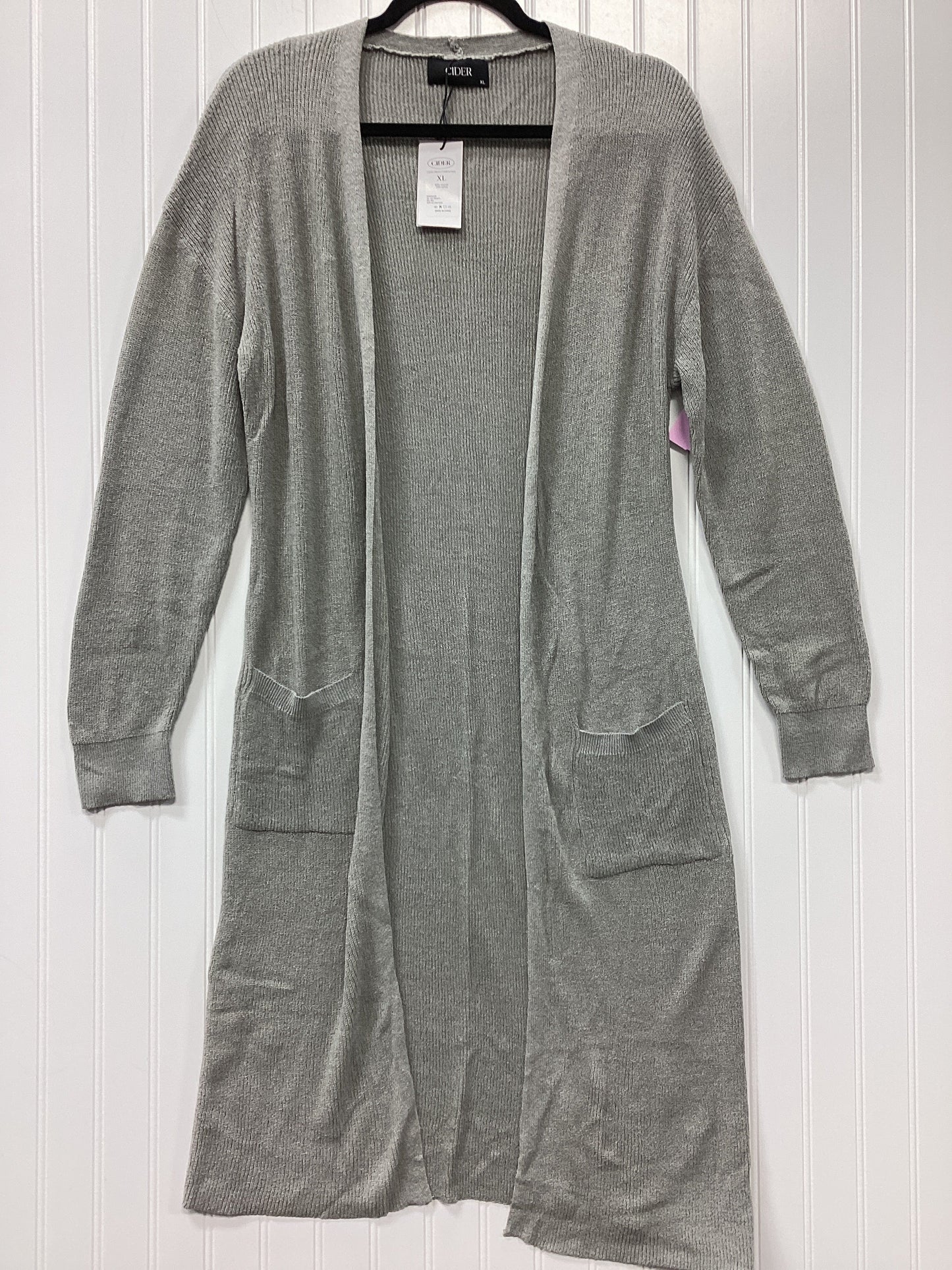 Sweater Cardigan By Cider In Grey, Size:Xl