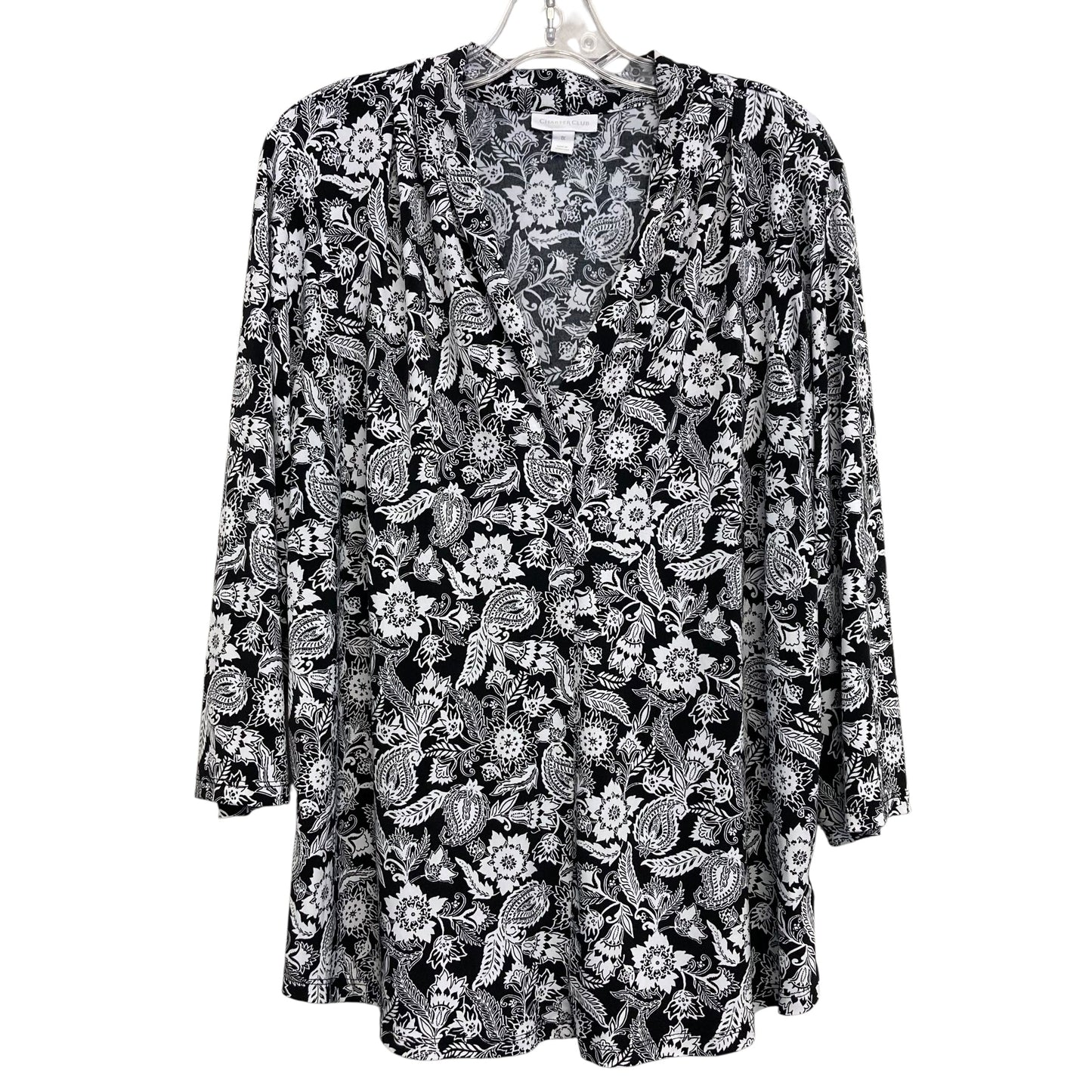 Top Ls By Charter Club In Black & White, Size:1X