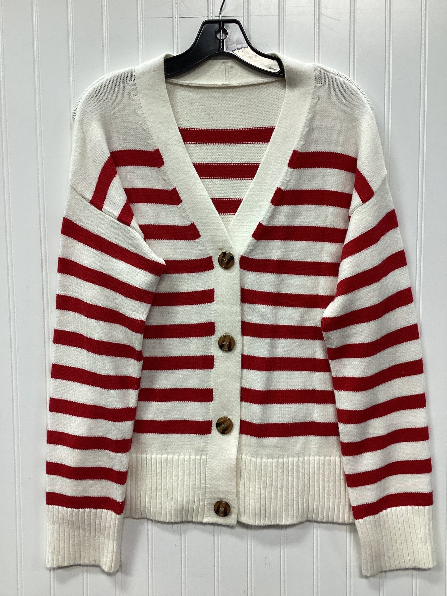 Sweater By Clothes Mentor In Red & White, Size:M