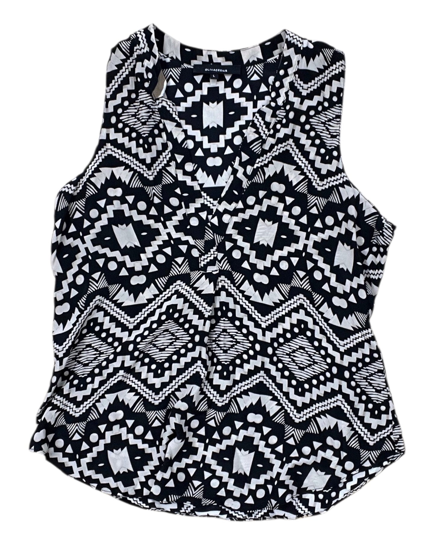 Top Sleeveless By Olivaceous In Black & Tan, Size:L