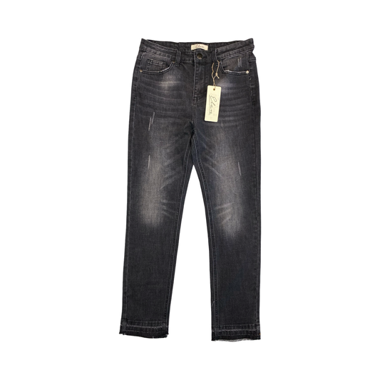 Jeans Straight By Elan In Grey Denim, Size:M
