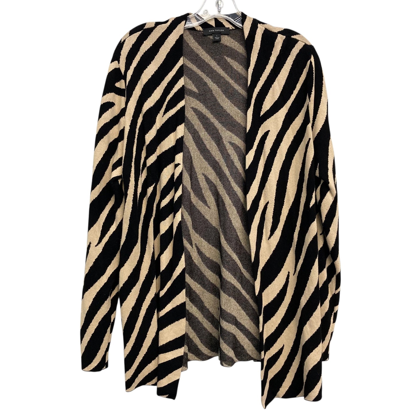 Sweater Cardigan By Ann Taylor In Animal Print, Size:L