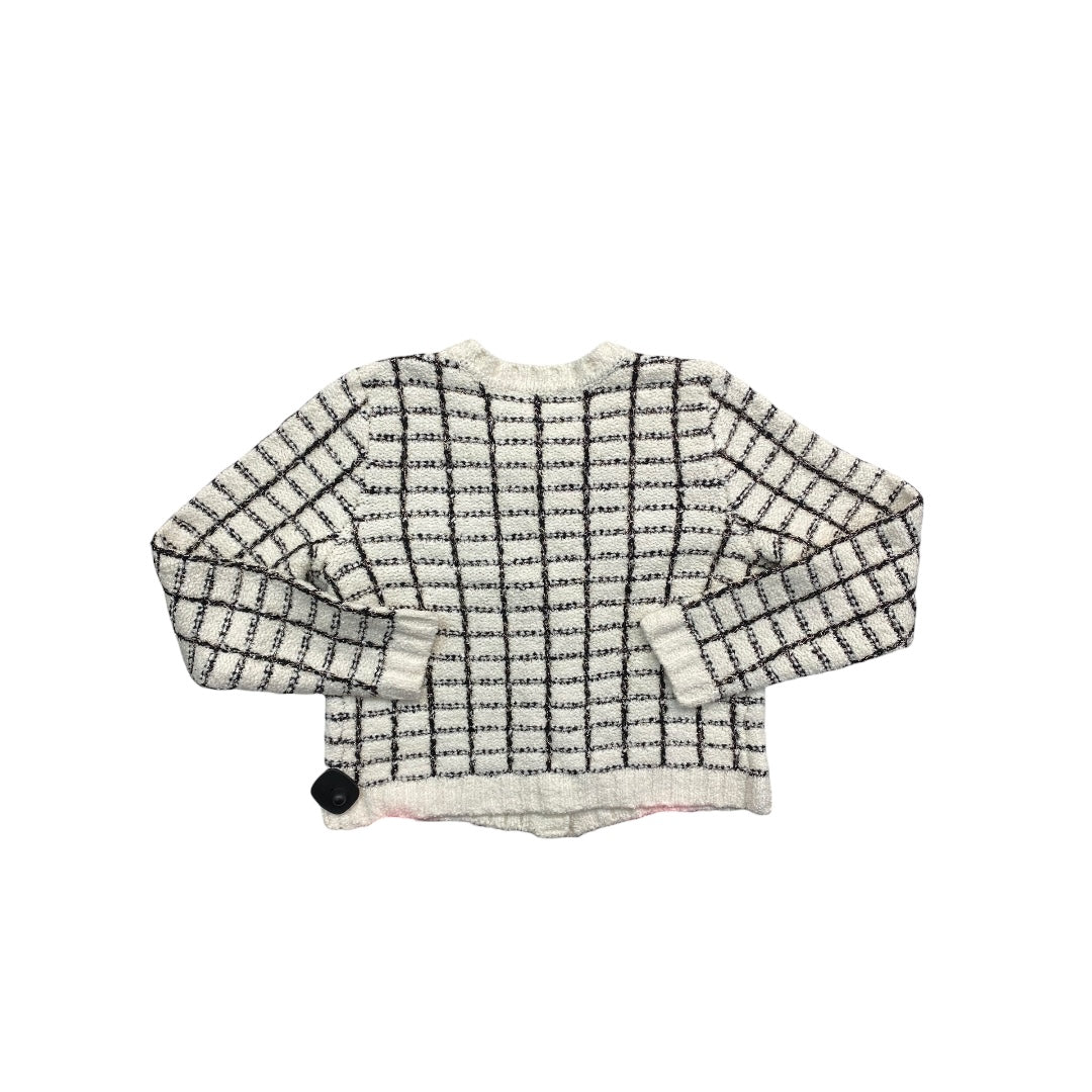 Sweater Cardigan By Ann Taylor In Black & White, Size:M