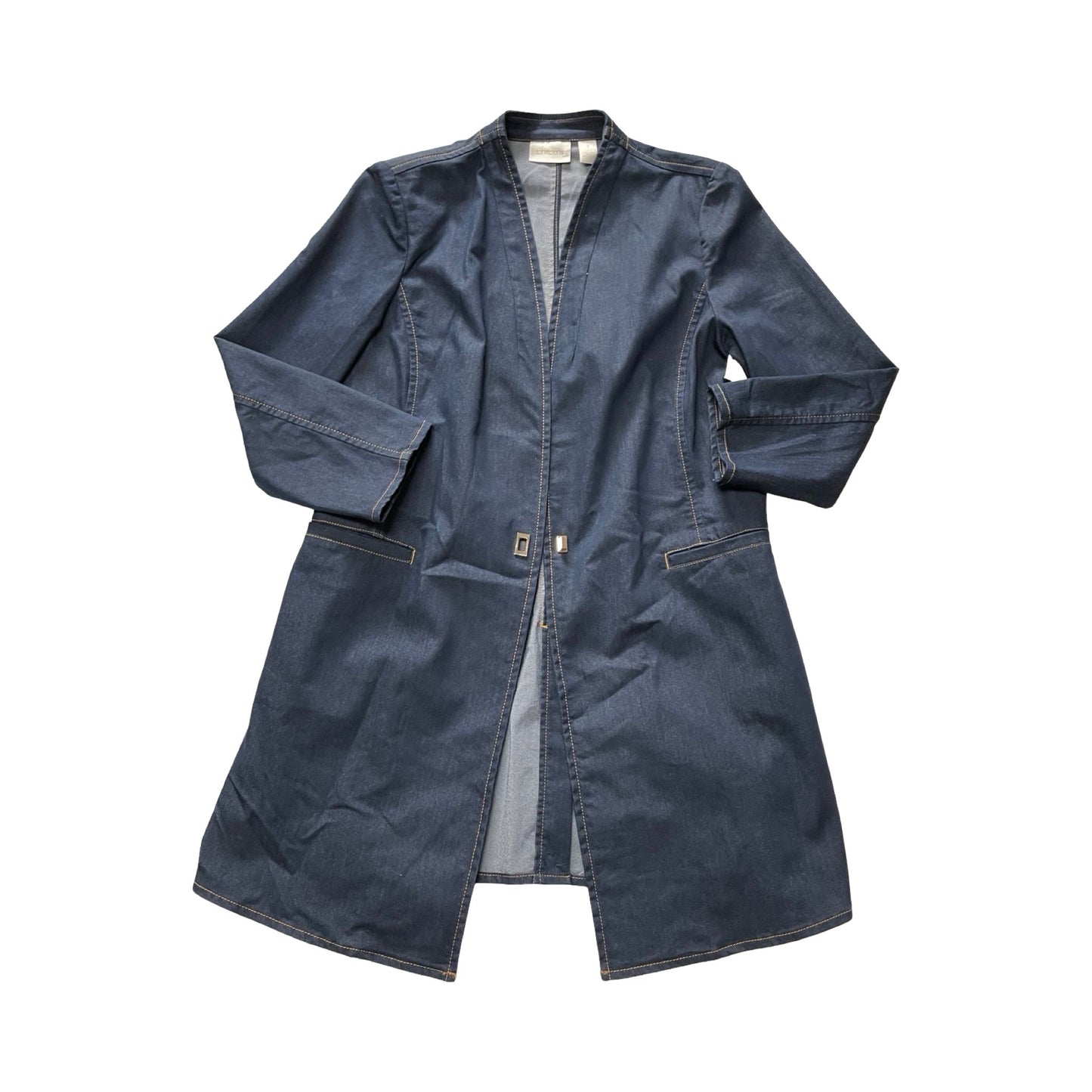 Jacket Denim By Chicos In Blue Denim, Size:M