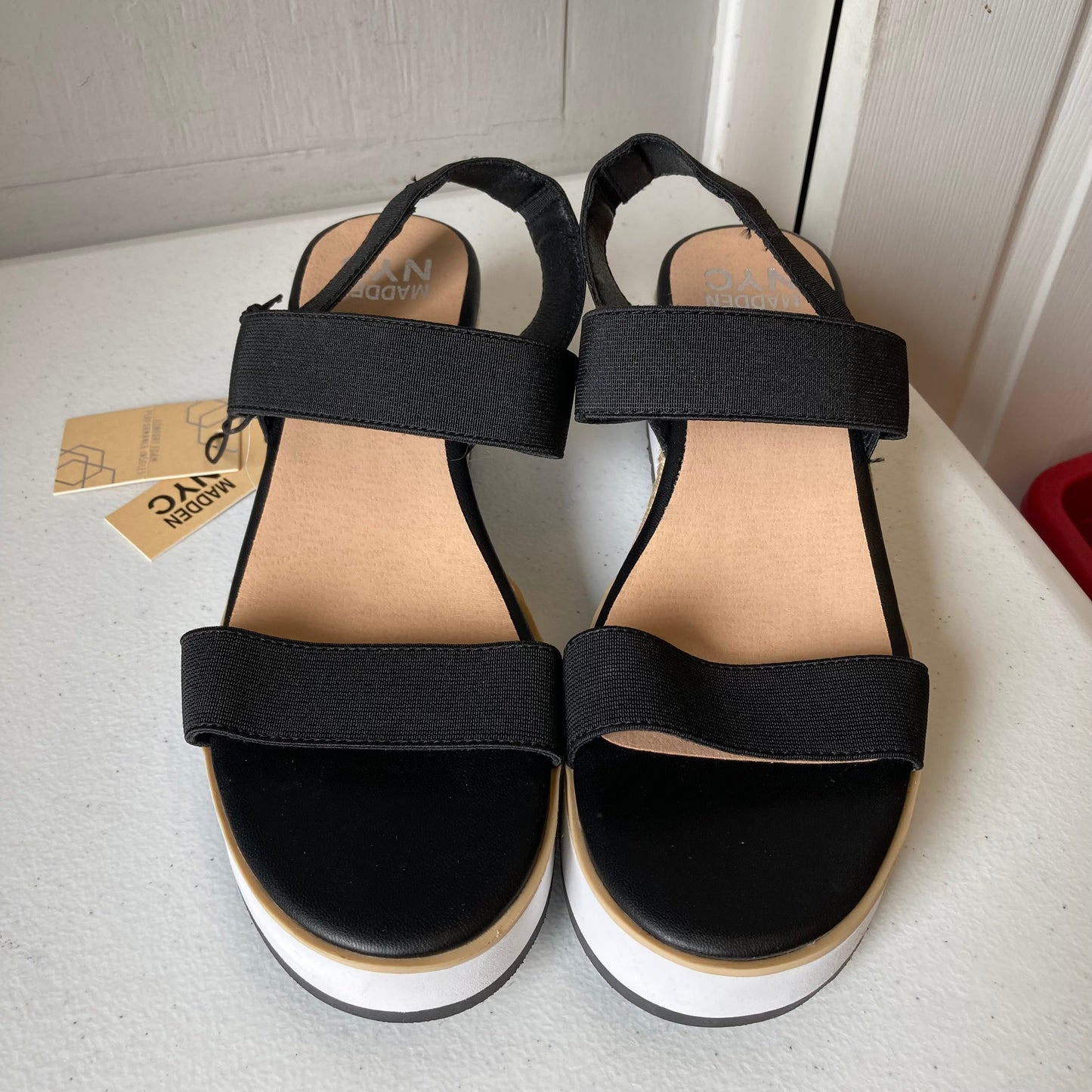 Sandals Heels Wedge By Madden Nyc In Black, Size:8.5