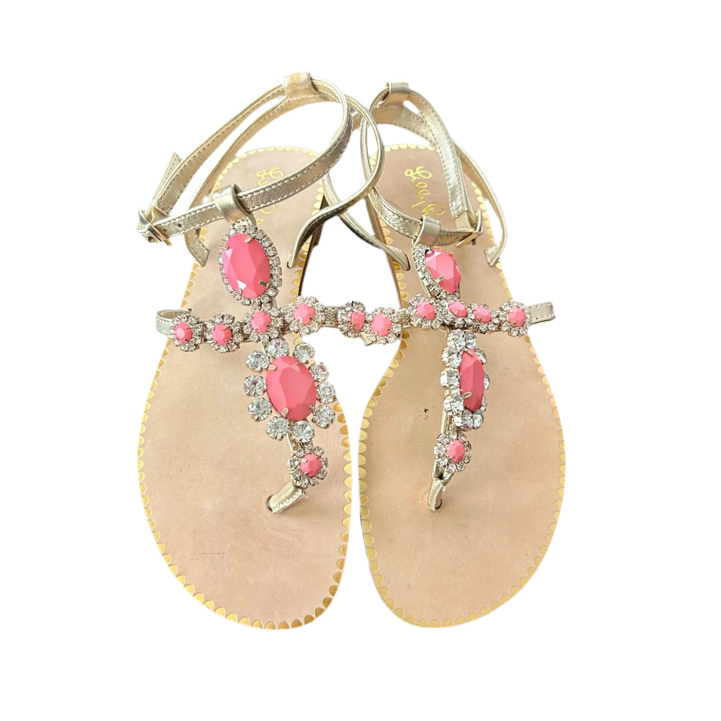 Sandals Designer By Lilly Pulitzer In Gold & Pink, Size: 6