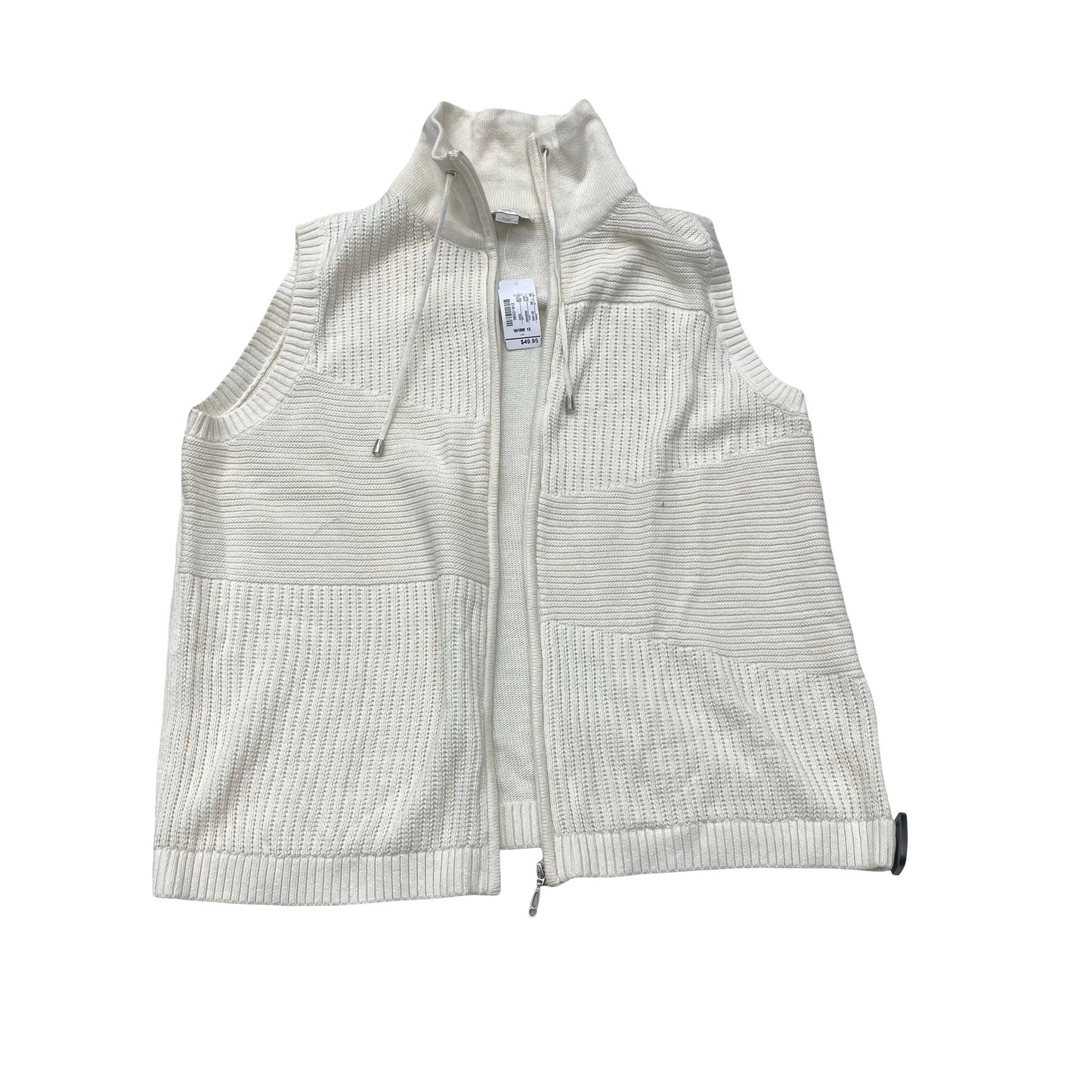 Vest Sweater By Cj Banks In Cream, Size:1X