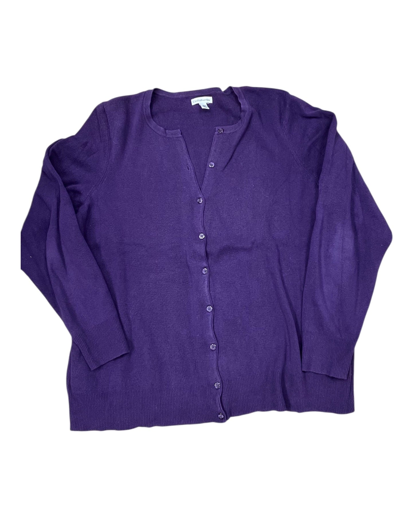 Cardigan By Croft And Barrow In Purple, Size:2X