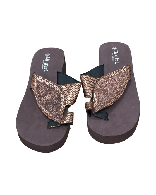 Sandals Heels Wedge By Clothes Mentor In Brown, Size:10
