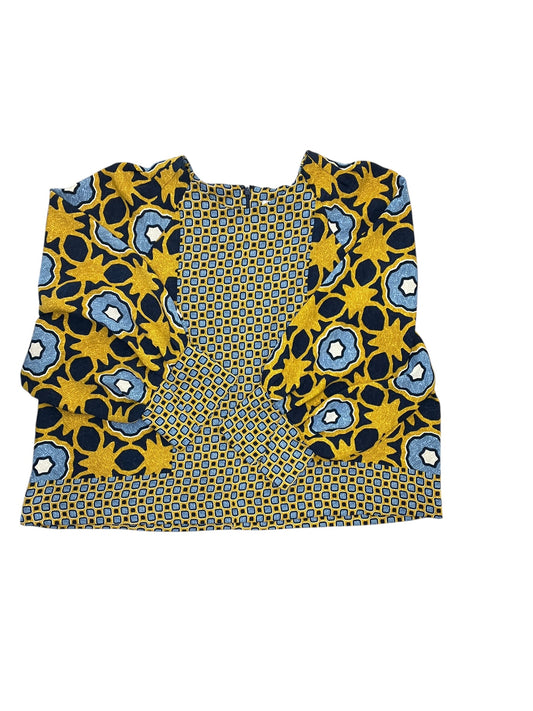 Blouse Ls By Chicos In Blue & Yellow, Size:Xxl