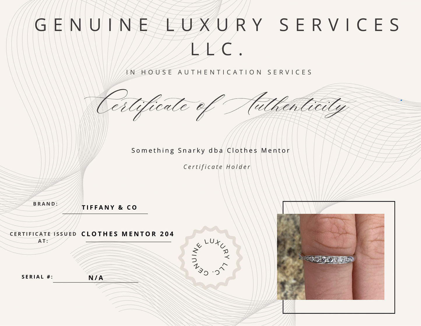 Tiffany & Company Platinum w/ Diamonds Harmony Band Luxury Ring Size: 6.5