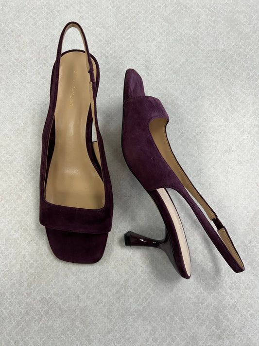 Sandals Heels Kitten By Ann Taylor In Maroon, Size:6.5