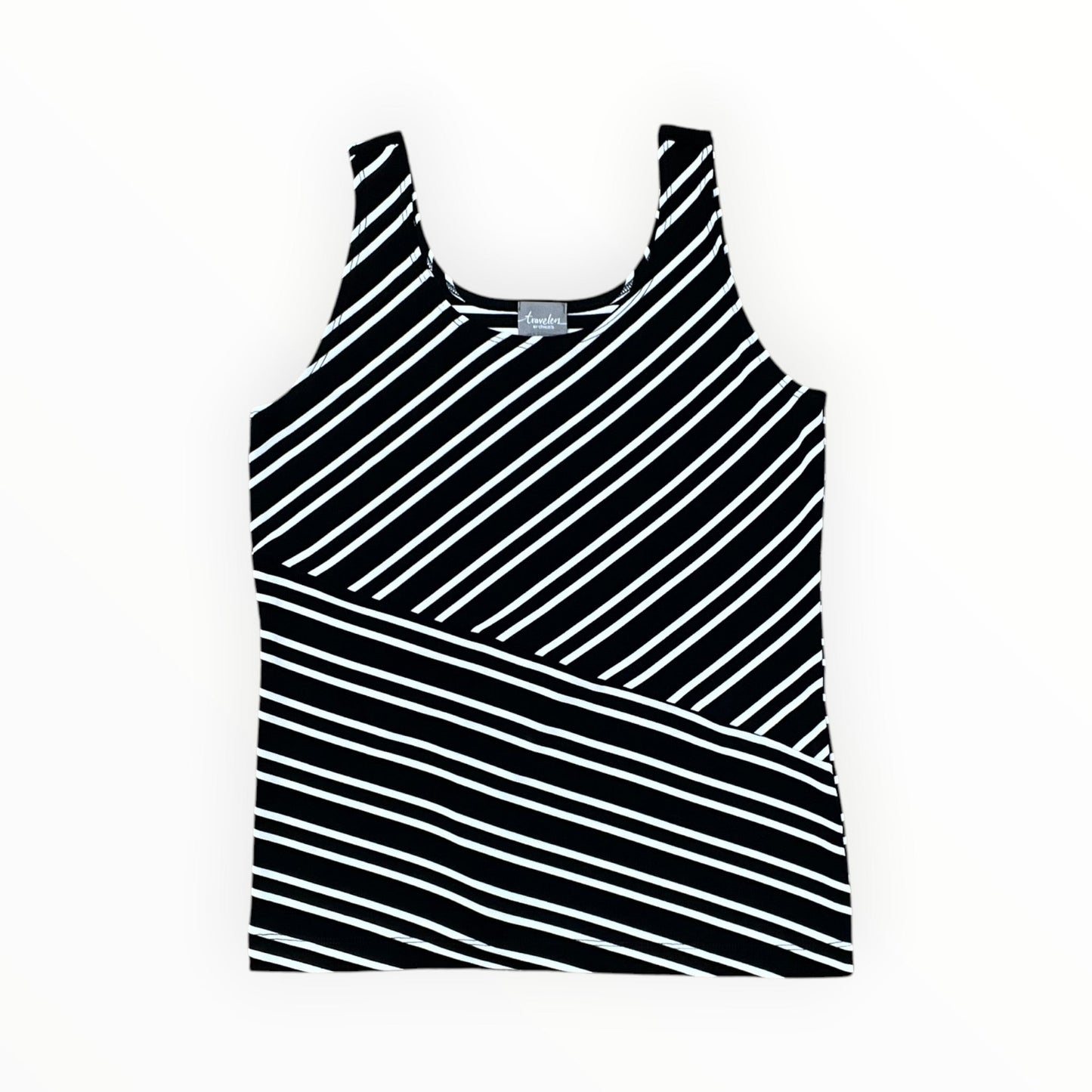 Top Sleeveless By Chicos In Black & White, Size:S