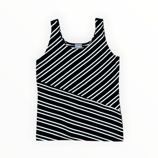 Top Sleeveless By Chicos In Black & White, Size:S
