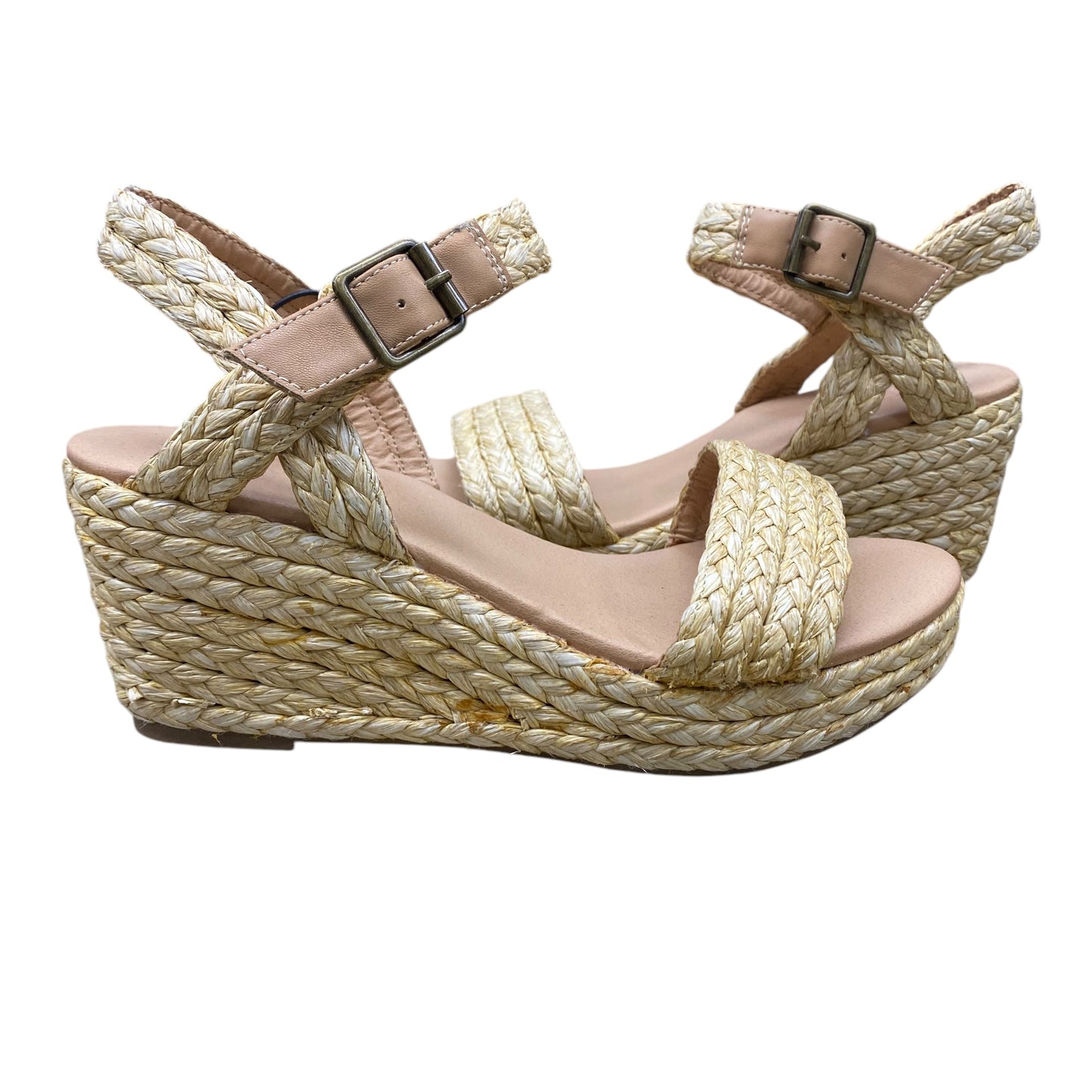 Sandals Heels Wedge By Loft In Tan, Size:9