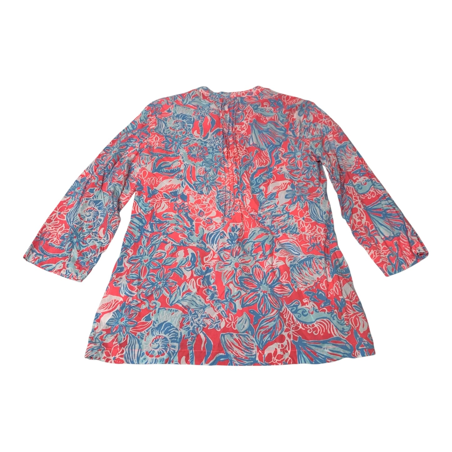 Top 3/4 Sleeve Designer By Lilly Pulitzer In Blue & Pink, Size:L