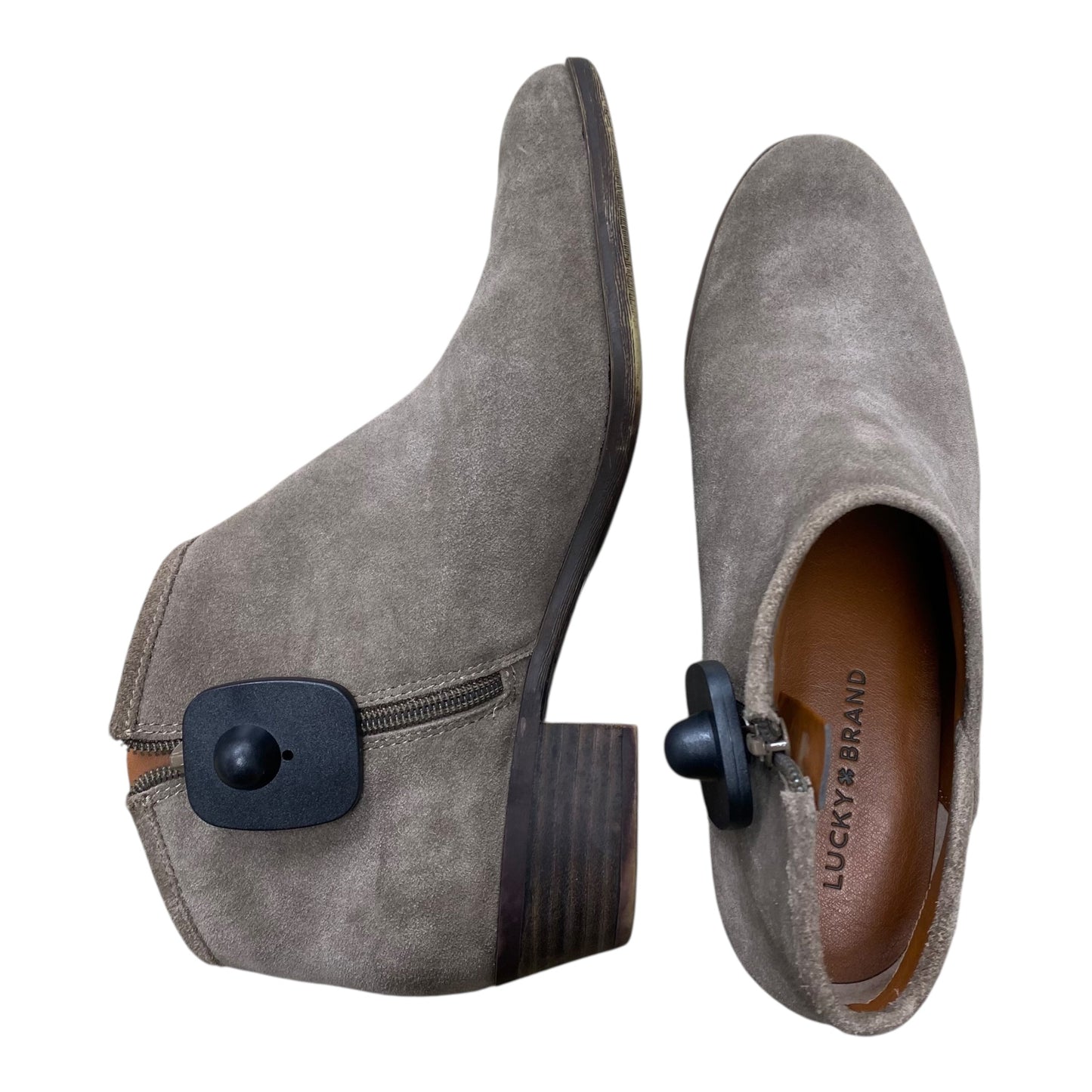 Boots Ankle Heels By Lucky Brand In Taupe, Size:10