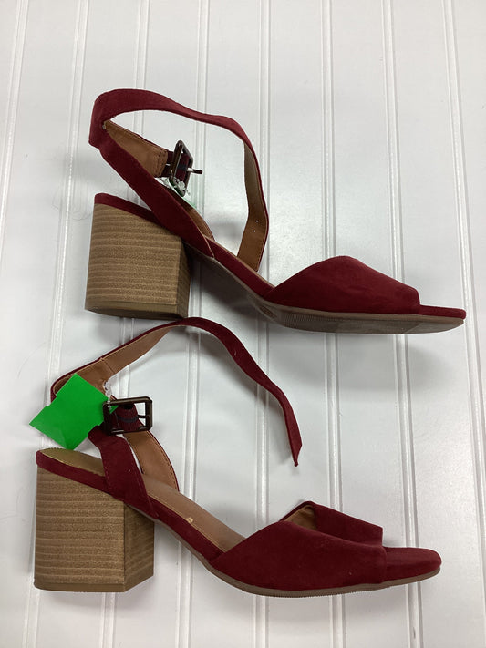 Sandals Heels Block By Universal Thread In Red, Size:9.5
