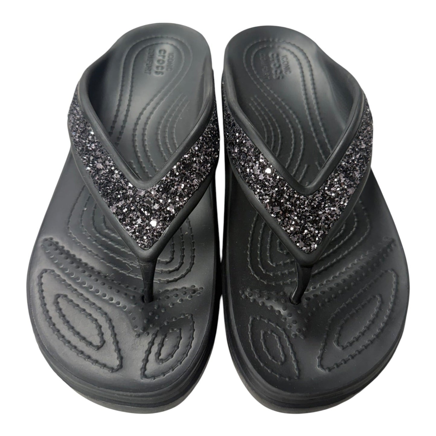 Sandals Flip Flops By Crocs In Black, Size:10