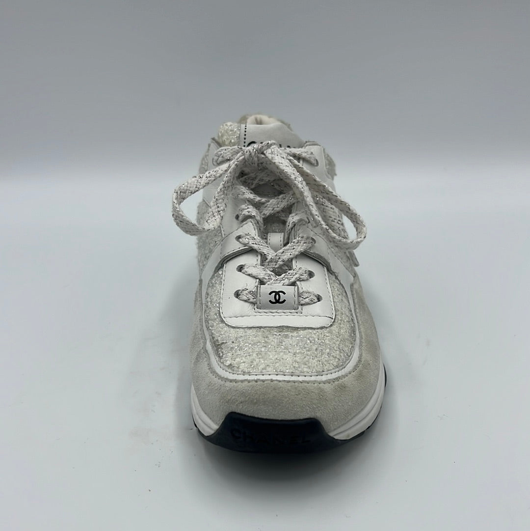 Chanel Tweed Interlocking CC Logo Designer Trainers  Sz: 7 (37)