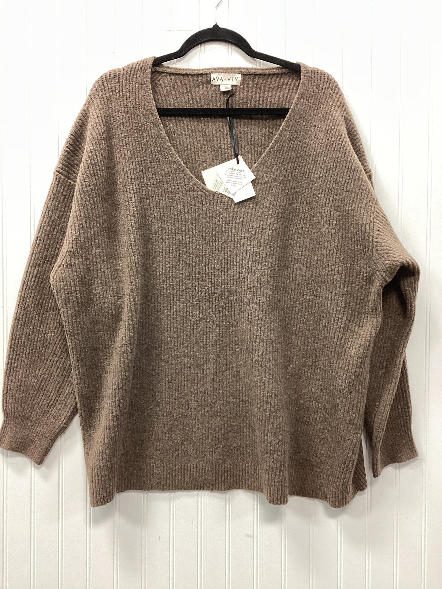 Sweater By Ava & Viv In Brown, Size:2X