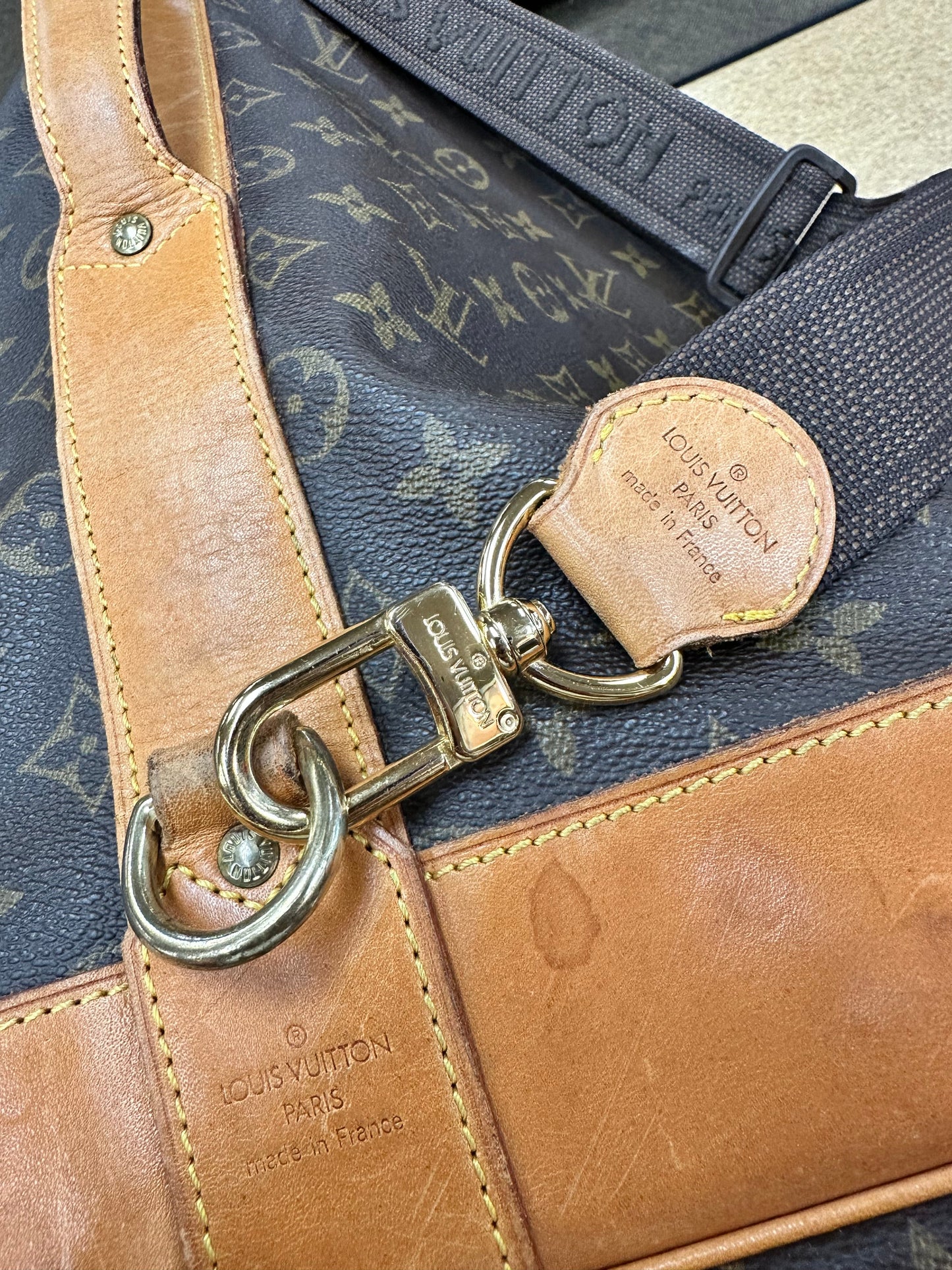 Reduced/final sale Sac Marin Bandoulière bag Luggage Luxury Designer By Louis Vuitton, Size: Large